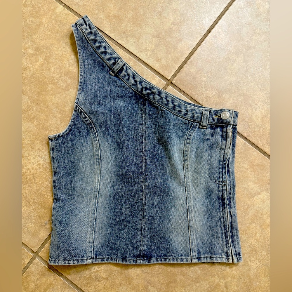 Asymmetrical vintage Denim Top